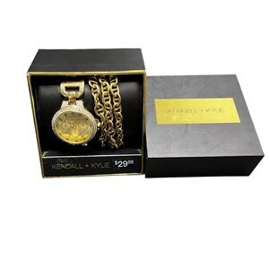 Kendall +‎ Kylie Womens Gold Tone Watch with Three Bracelets New **NEEDS BATTERY